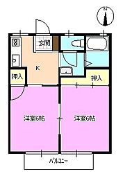 柳町ハイツ 2Kの間取図画像