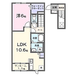 ミニョン フロル B 1LDKの間取図画像