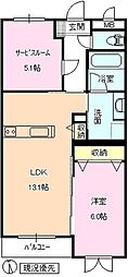 パールハイツJ棟 1SLDKの間取図画像