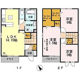 レザン・ガーデンB 3LDKの間取図画像