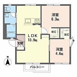 フレグランス江部 2LDKの間取図画像