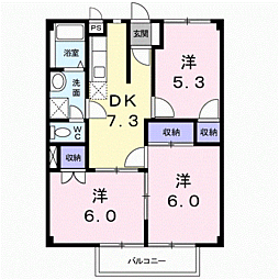 カーサ稲葉 3DKの間取図画像