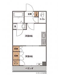 コーポシンエイ 1LDKの間取図画像