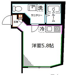 JR中央本線 高円寺駅 徒歩4分の賃貸マンション 3階ワンルームの間取り