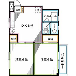 東京メトロ丸ノ内線 東高円寺駅 徒歩7分の賃貸マンション 2階2DKの間取り