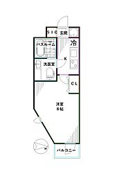西武新宿線 野方駅 徒歩2分の賃貸マンション 3階1Kの間取り