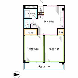 東京メトロ丸ノ内線 東高円寺駅 徒歩7分の賃貸マンション 2階2DKの間取り