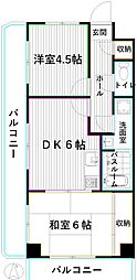 JR総武線 高円寺駅 徒歩6分の賃貸マンション 2階2DKの間取り