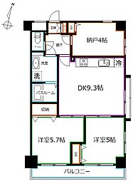 西武新宿線 沼袋駅 徒歩10分の賃貸マンション 1階2SDKの間取り