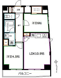 東京メトロ丸ノ内線 東高円寺駅 徒歩4分の賃貸マンション 8階2LDKの間取り