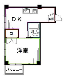 JR中央本線 阿佐ケ谷駅 徒歩7分の賃貸マンション 2階1DKの間取り