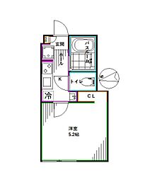 西武新宿線 野方駅 徒歩2分の賃貸マンション 3階1Kの間取り
