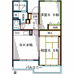 東京メトロ丸ノ内線 方南町駅 徒歩7分の賃貸マンション 2階2DKの間取り