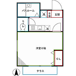 西武新宿線 鷺ノ宮駅 徒歩7分の賃貸アパート 2階1Kの間取り