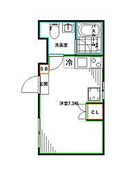 西武新宿線 鷺ノ宮駅 徒歩3分の賃貸マンション 5階ワンルームの間取り