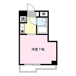 JR総武線 高円寺駅 徒歩4分の賃貸マンション 2階1Kの間取り