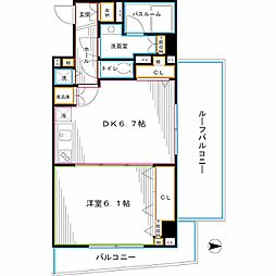 JR中央本線 高円寺駅 徒歩7分の賃貸マンション 6階1DKの間取り