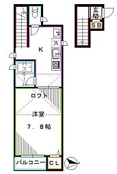JR中央本線 中野駅 徒歩8分の賃貸アパート 2階1Kの間取り