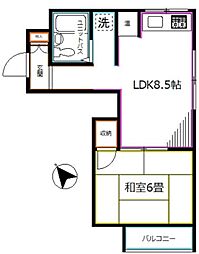 JR中央本線 高円寺駅 徒歩1分の賃貸マンション 6階1LDKの間取り