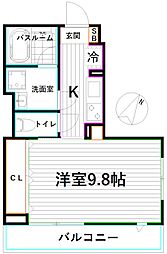 西武新宿線 下井草駅 徒歩9分の賃貸マンション 3階1Kの間取り