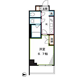 西武新宿線 下井草駅 徒歩9分の賃貸マンション 2階1Kの間取り