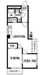 東京メトロ丸ノ内線 新中野駅 徒歩7分の賃貸マンション 7階2LDKの間取り