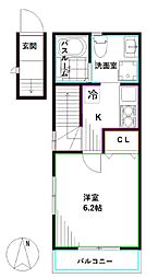 東京メトロ丸ノ内線 東高円寺駅 徒歩6分の賃貸アパート 2階1Kの間取り