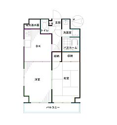 西武新宿線 野方駅 徒歩1分の賃貸マンション 3階2DKの間取り