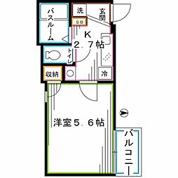 西武新宿線 野方駅 徒歩10分の賃貸アパート 3階1Kの間取り