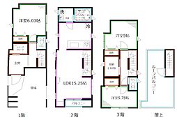 東京メトロ丸ノ内線 南阿佐ケ谷駅 徒歩13分の賃貸一戸建て 3LDKの間取り