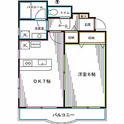JR中央本線 高円寺駅 徒歩5分の賃貸マンション 3階1DKの間取り
