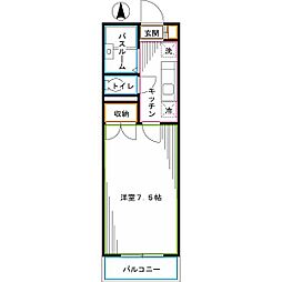 チェリーコート2 1Kの間取図画像
