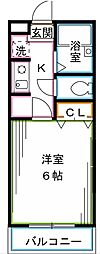 リバース大野 1Kの間取図画像