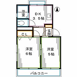 茜ハイム 2Kの間取図画像