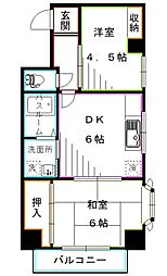 サンローゼ津田 2DKの間取図画像