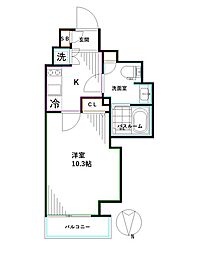 レガリス高円寺2 1Kの間取図画像