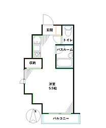 ロイヤルライオンヴィレッジパート5 ワンルームの間取図画像