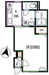 ルミエール1 1Kの間取図画像