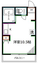 石倉ハイツ ワンルームの間取図画像