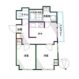 山手杉並ビル 2DKの間取図画像