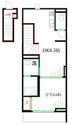 第二アムール八幡 2階1DKの間取り