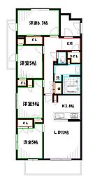 JR中央本線 武蔵境駅 徒歩5分の賃貸マンション 3階4LDKの間取り
