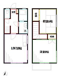 コーポ梶野A 2階2LDKの間取り