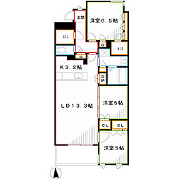 クリオ東小金井パークフロント 7階3LDKの間取り