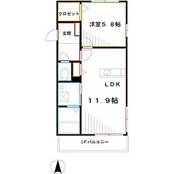 ハイブリッド　メゾン 1階1LDKの間取り