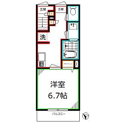 JR中央本線 国分寺駅 徒歩9分の賃貸アパート 1階1Kの間取り