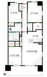 トラープランド蒼麗館 6階3LDKの間取り