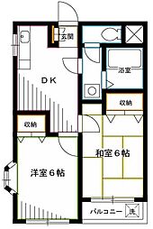 JR中央本線 武蔵境駅 徒歩12分の賃貸マンション 4階2DKの間取り