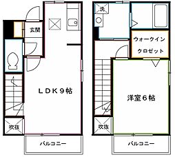 クアルテート 1LDKの間取り