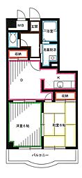 ユーレジデンス三鷹 4階2DKの間取り